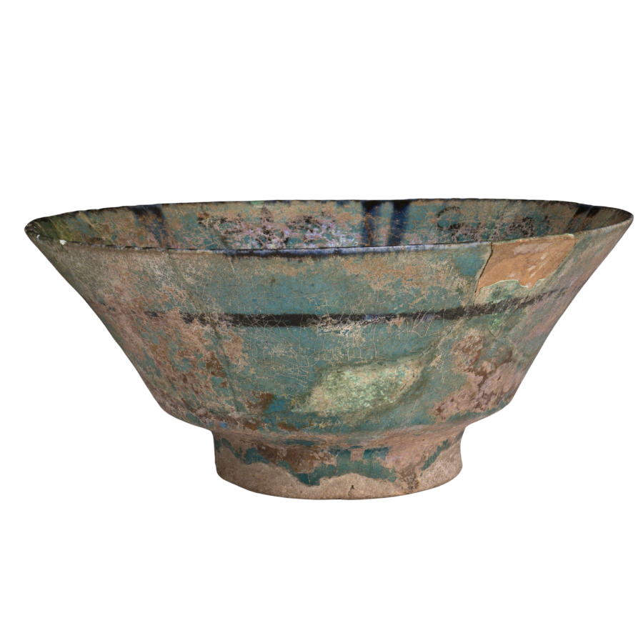 Ancient Nishapur Turquoise Glazed Pottery Bowl