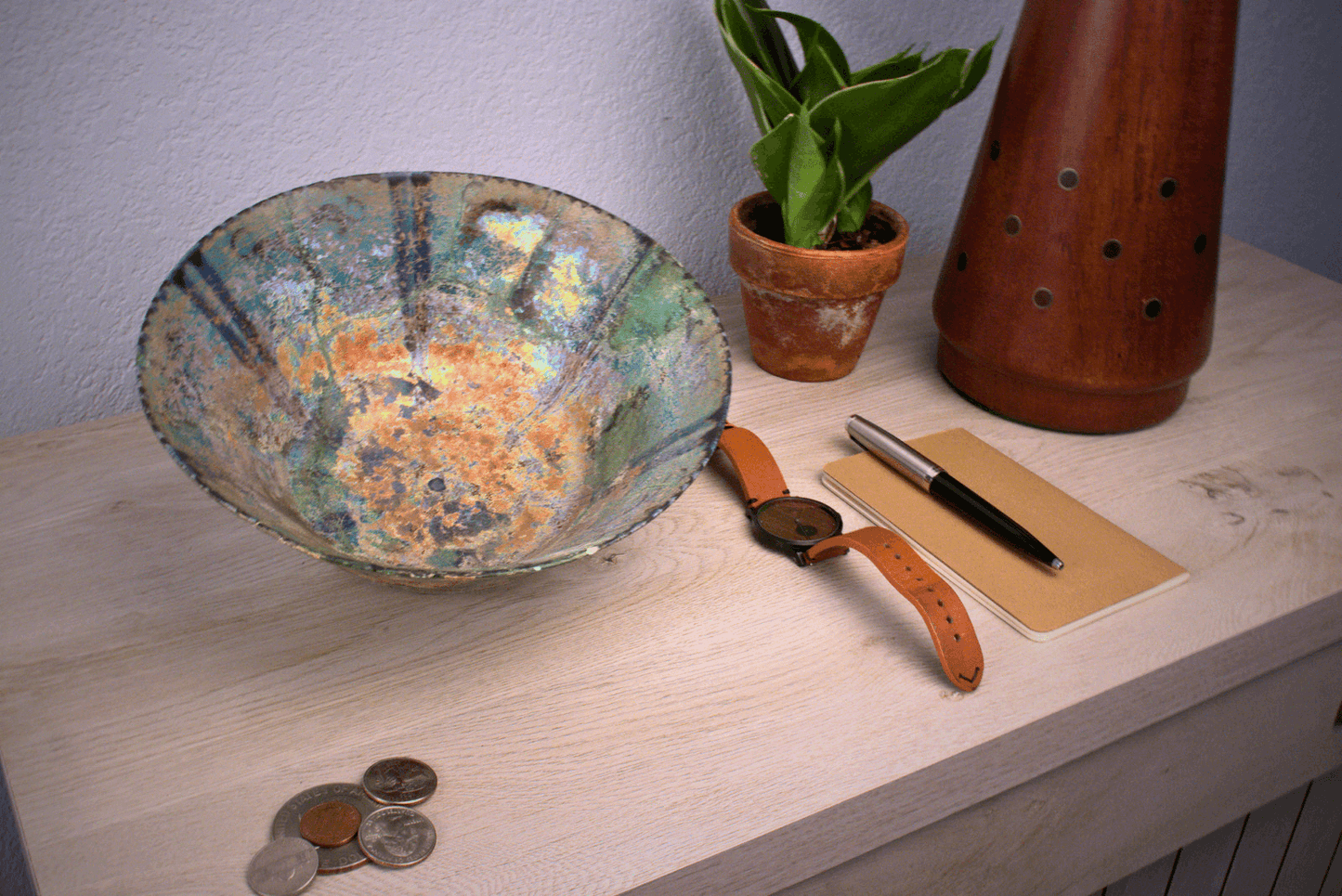 Ancient Nishapur Turquoise Glazed Pottery Bowl